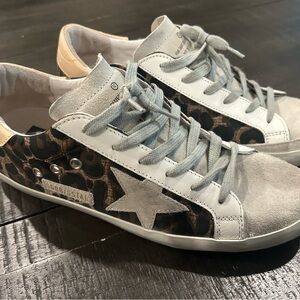 Golden Goose Brown and Gray Distressed Sneakers